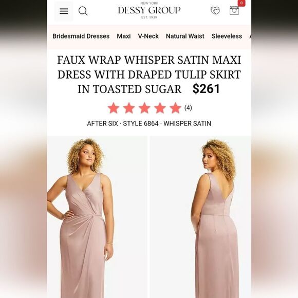 NWOT After Six Whisper Satin Maxi Dress Draped Tulip Gown Toasted Sugar Pink 8 - Picture 13 of 15
